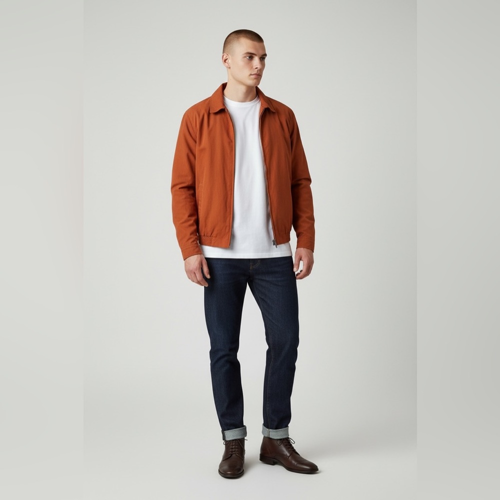 London Fog Lightweight Jacket‎ Full Zip Collared Burnt Orange Mens XL